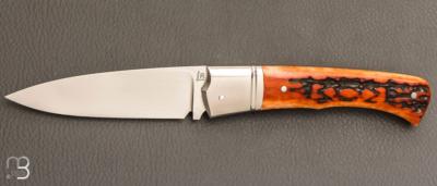    Couteau " Pièce unique " custom par Rémi Lavialle - Os cerfé et lame en RWL34