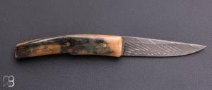     Couteau " custom " de Alain & Joris Chomilier - Ivoire de mammouth et damas inoxydable Vegas Forge