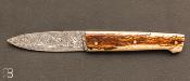 Couteau de poche AG335 de Adrien Giovaninetti - Mammouth et lame damas