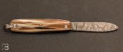 Couteau de poche Canif lame damas 10CM corne blonde par J. Mongin