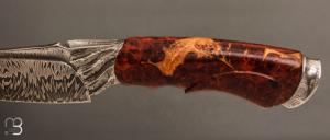    Couteau droit " Achille " par Nicolas Mestrallet - Atelier du couteau de Vaunaveys - Lame damas mosaïque et loupe d'amboine