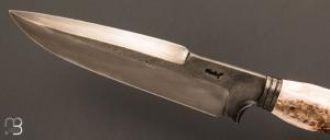 Couteau droit de Frédéric Maschio - Bois d'élan et lame en acier 80CrV2