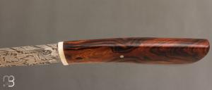    Couteau  droit par Nicolas Mestrallet - Atelier du couteau de Vaunaveys - Lame forgée acier damas mosaïque et  bois de fer