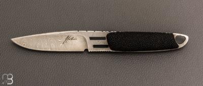    Couteau droit custom de Jacques Jobin - Damas et Galuchat