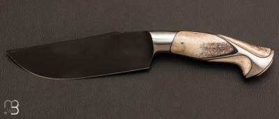 Couteau droit double intégral bois de renne de Mickael Moing