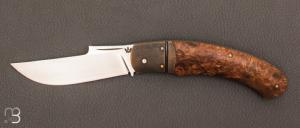  Couteau  "  Esperenza " pliant custom bouleau Carélie stabilisé par Nicolas Weber