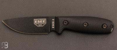 Couteau fixe " Model 3 Black Blade 3D Black G10 " par Esee - E3PMB001