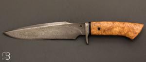   Couteau fixe Lame forge acier damas et loupe de robinier par Jean Paul Sire