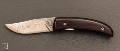   Couteau " liner lock " custom par Philippe Sœuvre - Bois de fer et damas
