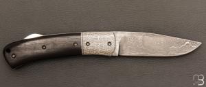    Couteau " lock-back " custom par David Breniere - ébène et damas