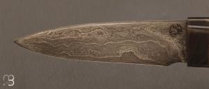 Couteau " Droit " loupe de buis et Damas de Jean Paul Sire