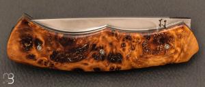  Couteau " Pièce unique " par Joël Grandjean - loupe de marronnier et lame en RWL34