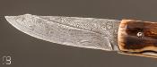 Couteau de poche mammouth et damas par Gregory Delaunay