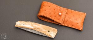   Couteau "Lock-back custom" de Alain & Joris Chomilier - Mammouth et damas "spirographe" de Vegas Forge