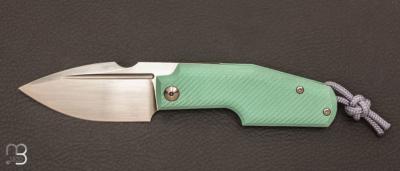 Couteau  " Elementak "  Tiffany Blue G10 et lame en RWL34 de GTKnives - Thomas Gony