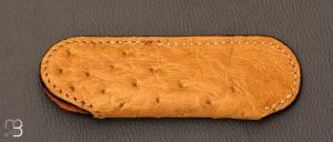 Etui cuir d'autruche naturel pour couteau de poche