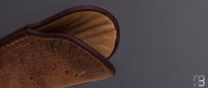   Fourreau cuir d'antilope / veau pour couteau pliant fait main par Chantal Trocmé