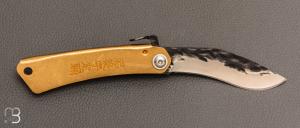   Couteau Higonokami Kukri - Manche laiton - Lame martelée