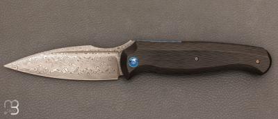 Couteau " Speartak Slim Géant " Carbone sidecut et lame en Damasteel Vinland de GTKnives - Thomas Gony - Pièce unique