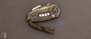  Couteau  " Tank Mandalorian " Bjorkmans damascus et zirconium par Messori Knives