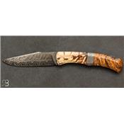 Couteau de collection Chasard molaire de mammouth et damas de Philippe Ricard