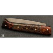 Couteau de poche Lombard Bois de fer et corne de bison fossile