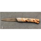 Couteau Rhôdanien loupe d'érable stabilisée lame damas