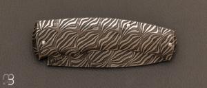 Couteau " Artense " par Alain Conesa - Acier & Cuir - Full damas