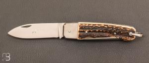 Couteau " Manufrance vritable " en bois de cerf 2 pices