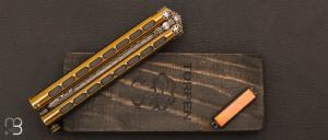  Balisong  " V " custom par Torpen Knives - Jérôme Hovaere - Titane et Damasteel