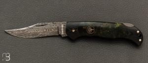 Couteau Böker Solingen - Junior Scout Lightweight Curly Birch Green Damascus