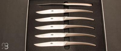 Coffret de 6 couteaux de table massifs Skel mats par C+B Lefebvre