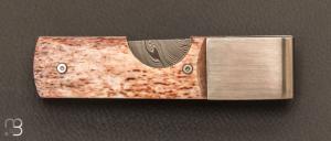 Coupe-cigare, couteau et porte-cigare custom par Eric Depeyre - Os de chameau teinté et Damas inoxydable