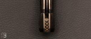 Couteau 1515 de poche - Damas Vegas Forge - fibre de carbone et Mokume