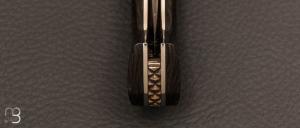 Couteau 1515 de poche - Damas Vegas Forge - fibre de carbone et Mokume