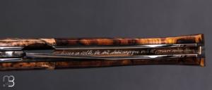   Couteau "1515 collection Globetrotter" par Manu Laplace - Loupe d'hêtre échauffé et lame damas