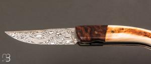   Couteau 1515 collection "Africa" par Manu Laplace - Bois de fer/Phacochère et lame damas