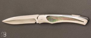    Couteau " 1820 Berthier " interframe par Charles Bennica - Nacre noire et Damas