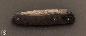 Couteau  "  1820  "  par MARGRITA David - MisterBull - fibre de carbone "Sidecut" et  lame en damas inoxydable
