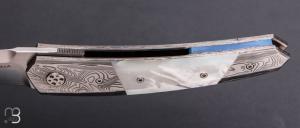   Couteau " Ambiez " par Stephano Compostella - Titane / Nacre et Erasteel APZ10