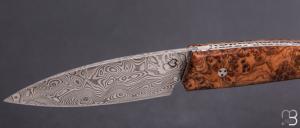    Couteau " Ariégeois " par la Coutellerie Savignac - Loupe d'olivier et Damasteel