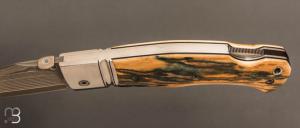  Couteau " BAD ASS " custom par Raphaël Durand - Ivoire de mammouth et lame Suminagashi SGPS