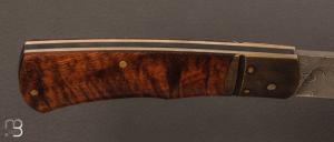 Couteau " Bonny " pliant custom Tamarin ondé stabilisé et damas par Nicolas Weber