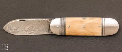 Couteau " Bouledogue " par Benjamin Mittay - Ivoire de mammouth et lame damas