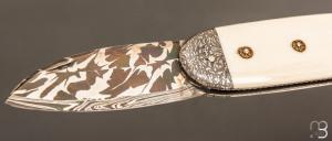   Couteau " Bouledogue" de Jean Pierre Veysseyre - Ivoire de mammouth et lame damas 