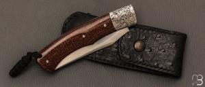 Couteau  " Boxer " custom par Raphaël Durand - Micarta barbwire et RWL-34