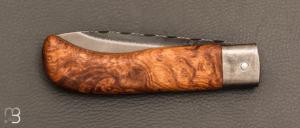  Couteau " Le Bugiste " Frêne par Frédéric Maschio - Lame guillochée