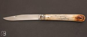 Couteau  " Chasse " custom  par Adrien Vautrin - Bois de cerf et 14c28n