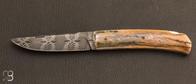 Couteau " Classico " mammouth et damas mosaïque de Philippe Ricard
