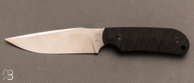 Couteau Commandeur G10 toxifié noir avec étui cuir de TB